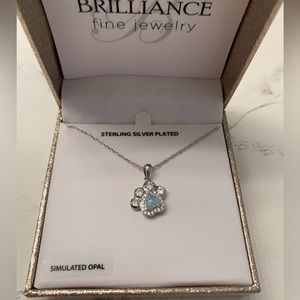 Sterling sliver stimulated opal paw shape necklace